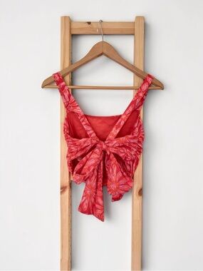 Free People All Tied Up Floral Handkerchief Hem Tie Back Crop Top XS